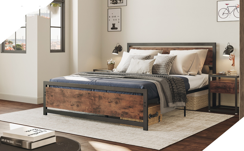 Free Sample Platform Cama Steel Iron Metal Bed/single Queen Metal Bed Frame