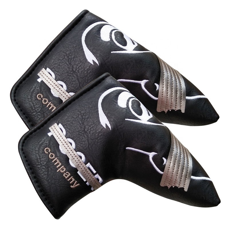 Factory custom wholesale cheap golf accessories good quality leather embroidery golf putter headcovers