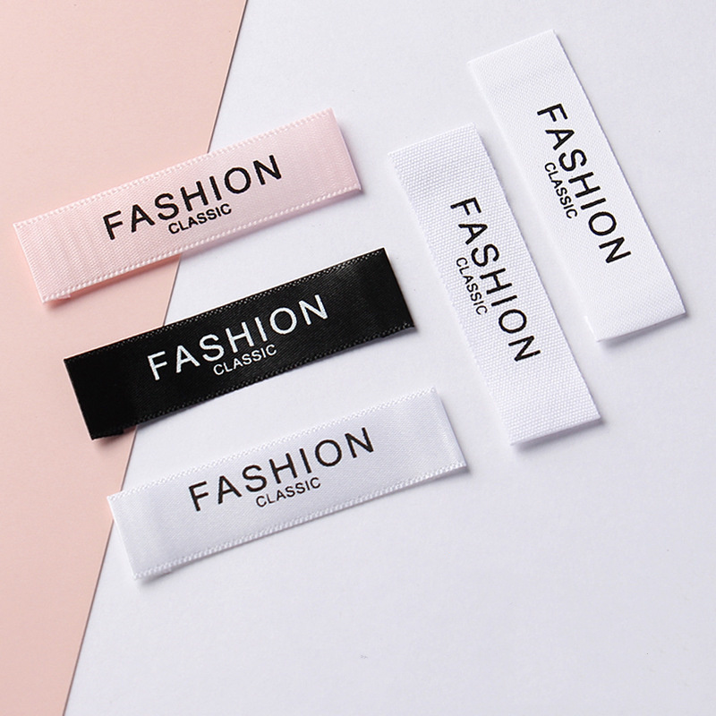 Customize logo Private Clothing Woven tap Satin Cloth Main Shirt neck label Tag Garment Label