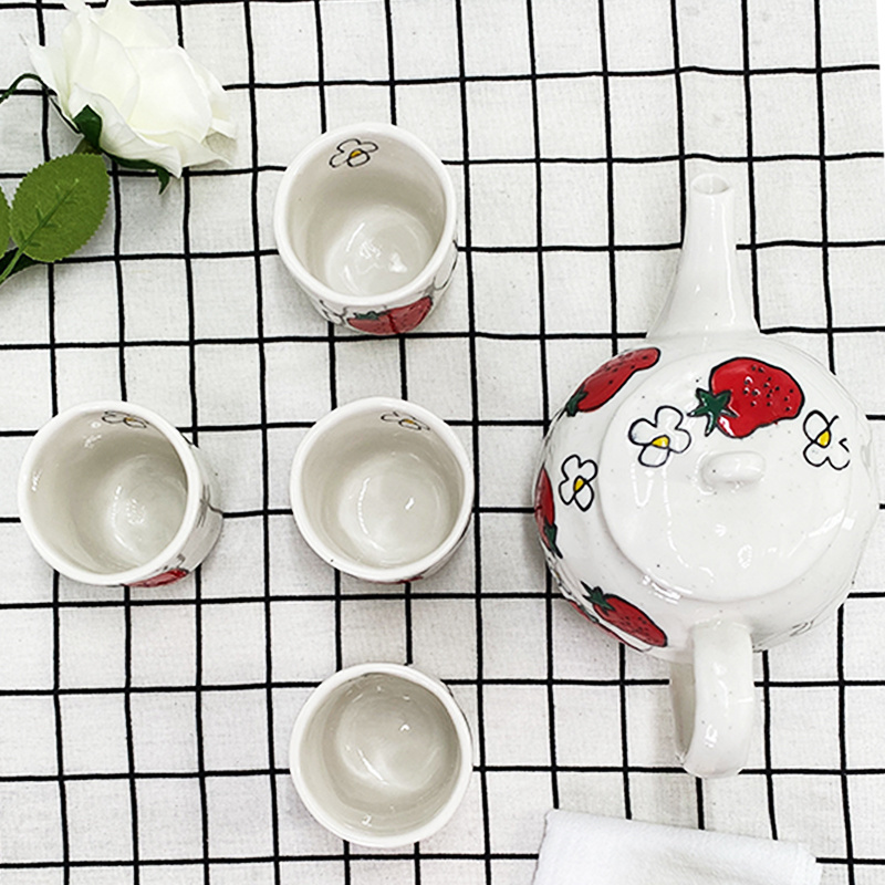 ZC Japanese style ins creative fruit pattern ceramic teapot cute cold kettle cup under glazed hand-painted tea set