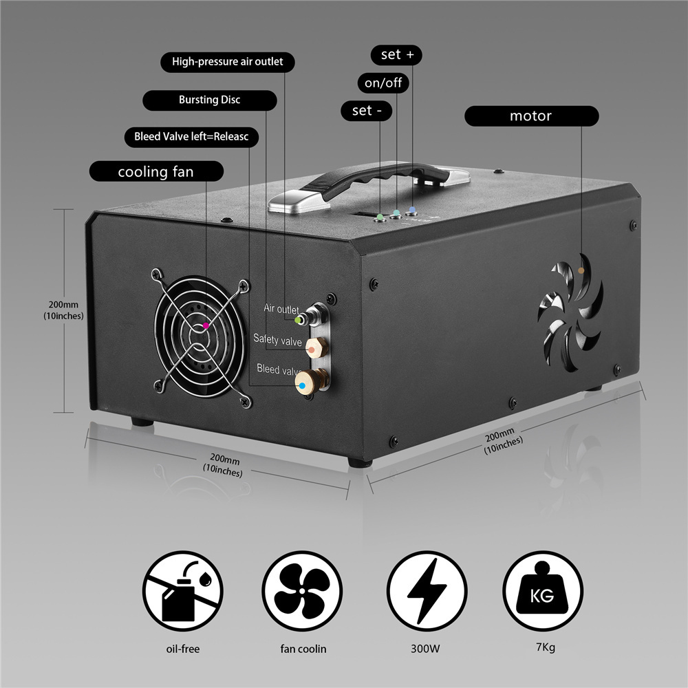 12v Portable 300 bar Pcp Air Compressor With Digital Display And Auto stop Pump For Paintball HPA Tank