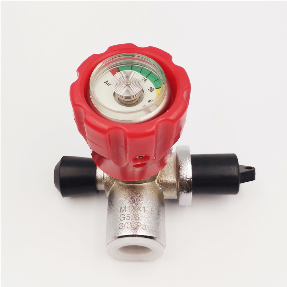 Carbon Fiber Gas Cylinder Diving Tank Valve with Red Gauge Hand for PCP