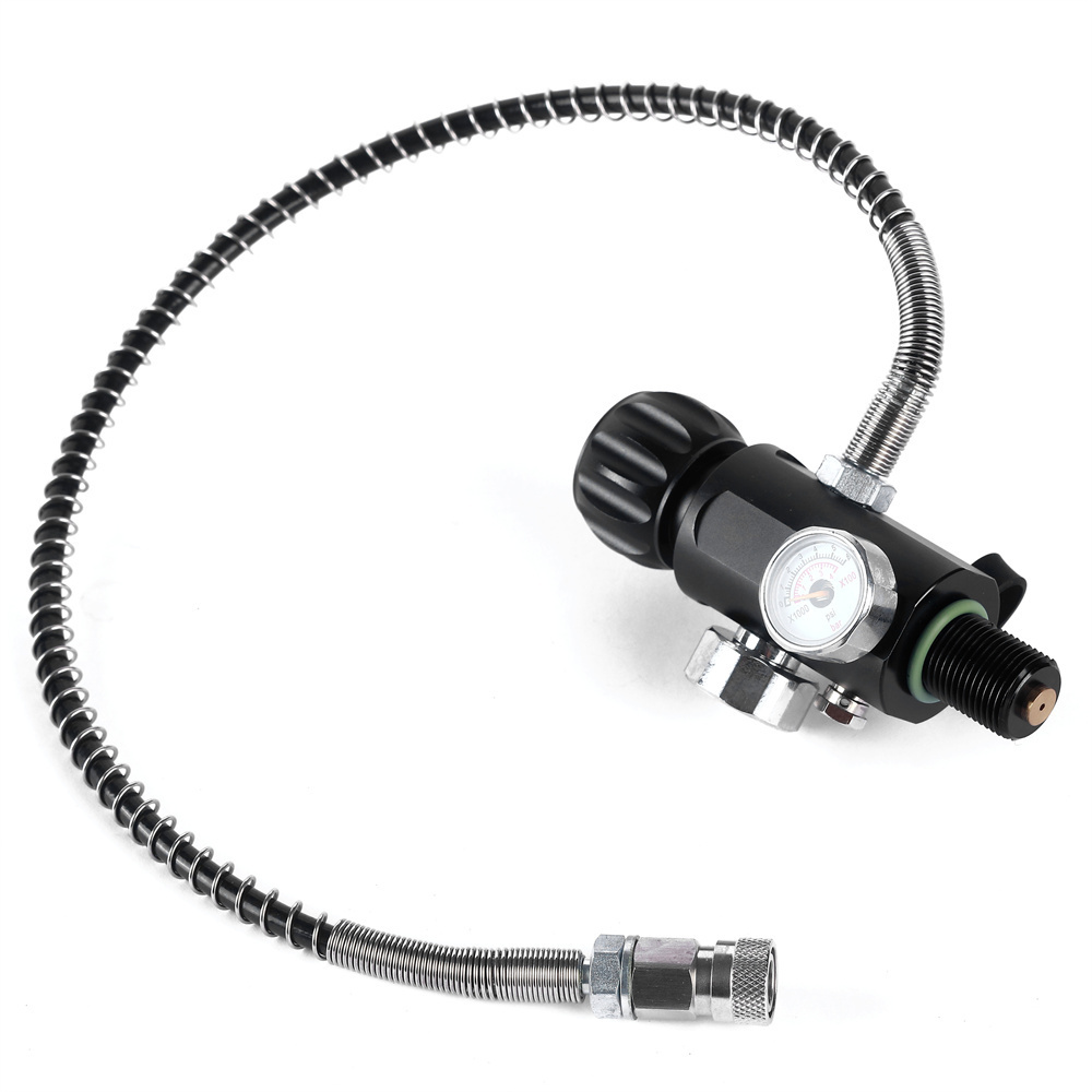 PCP Paintball High Pressure Air Filling Station dual gauge charging valve with 20'' Hose