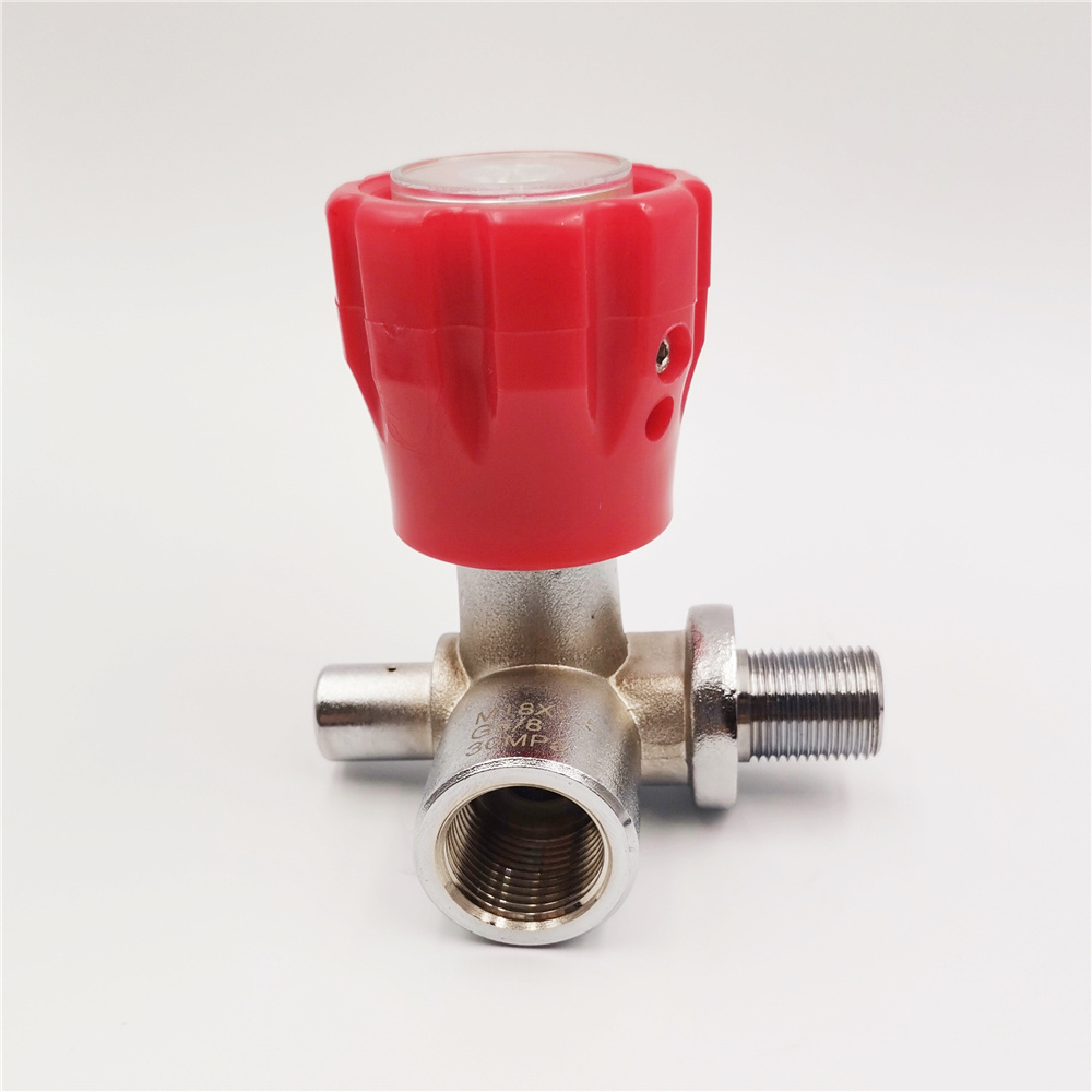 Carbon Fiber Gas Cylinder Diving Tank Valve with Red Gauge Hand for PCP