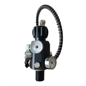 M18*1.5 Thread PCP Paintball Air Filling Station dual gauge pressure reducing charging valve with 20'' Hose