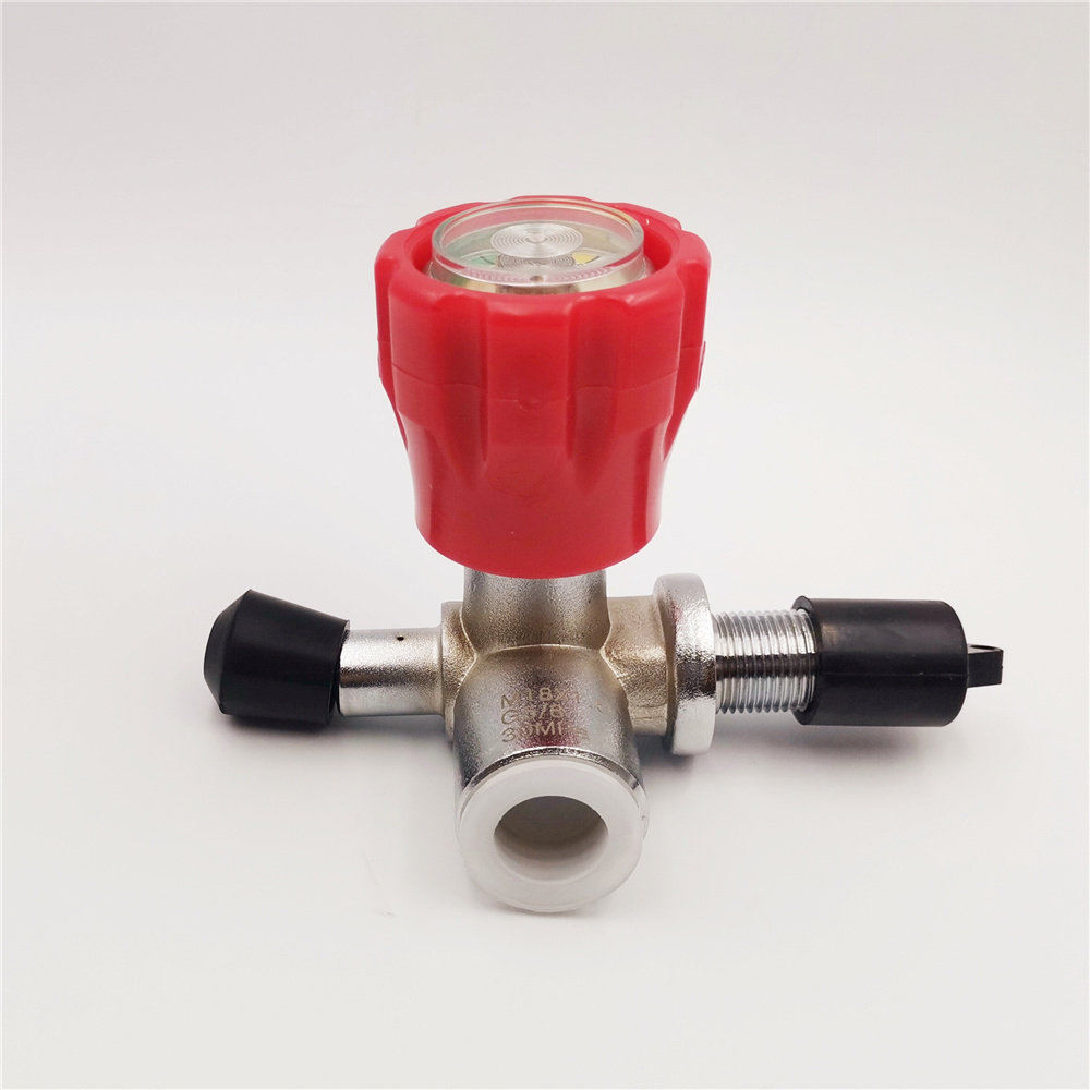 Carbon Fiber Gas Cylinder Diving Tank Valve with Red Gauge Hand for PCP