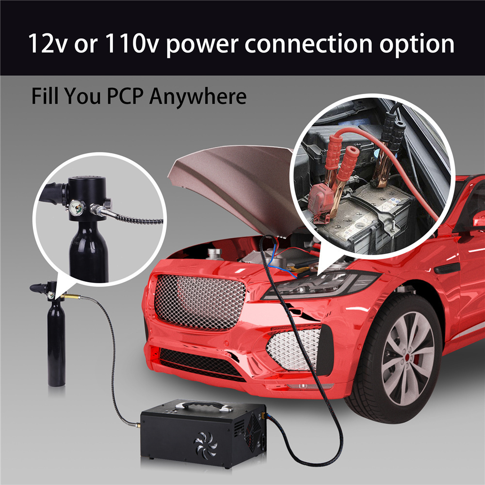 12v Portable 300 bar Pcp Air Compressor With Digital Display And Auto stop Pump For Paintball HPA Tank