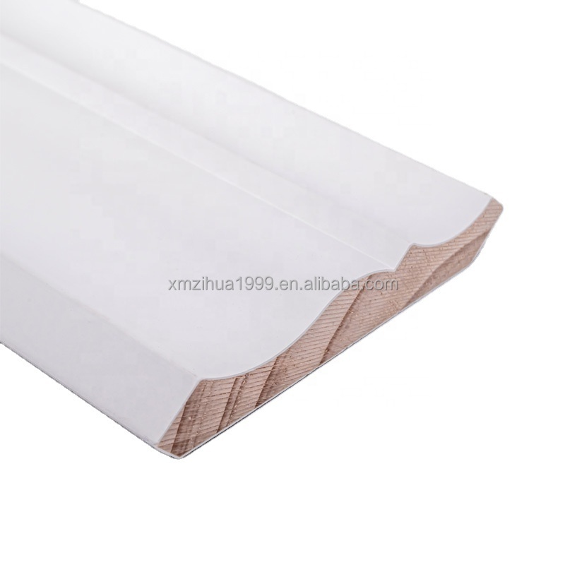 Customized White Primed Wood Cornice Moulding Molding Wall Floor Joints Door Jamb Ceiling Morden Baseboard