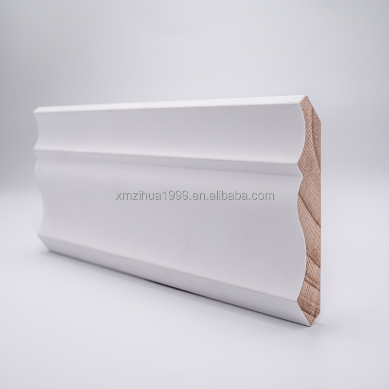 Customized White Primed Wood Cornice Moulding Molding Wall Floor Joints Door Jamb Ceiling Morden Baseboard