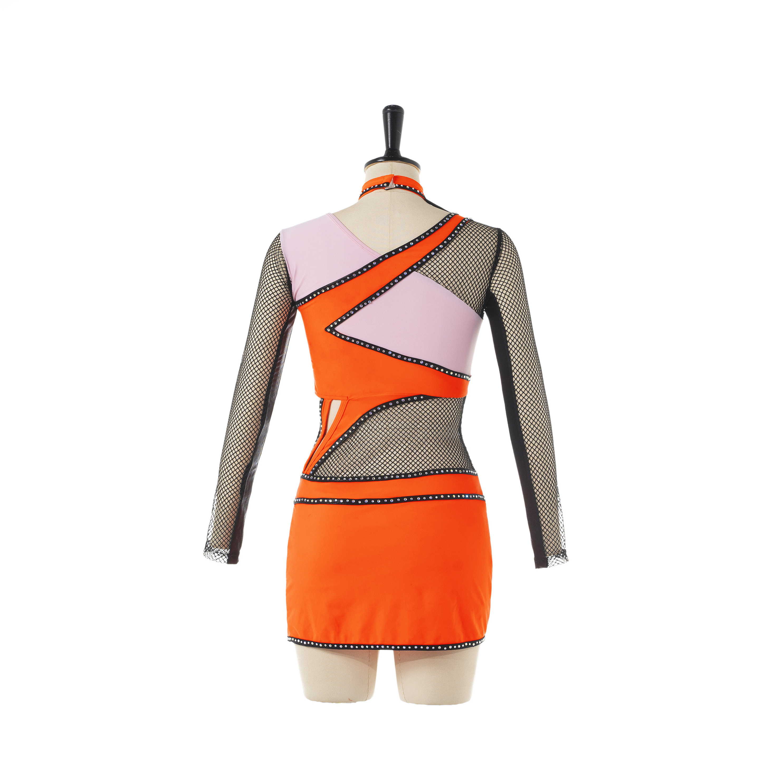 Custom Your Style mesh Cheer Uniforms Jazz Performance Orange pink and black  Cheerleading Uniforms