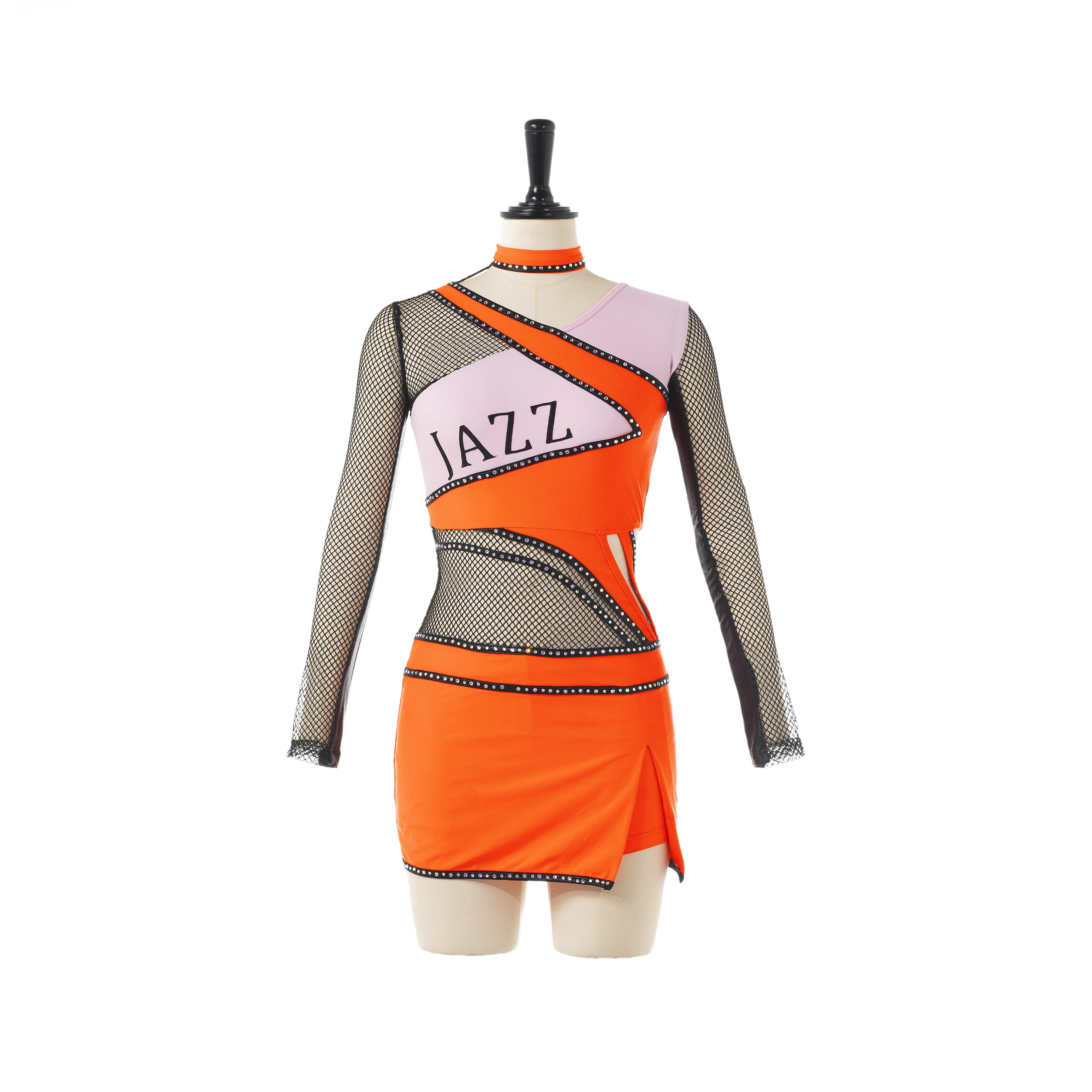 Custom Your Style mesh Cheer Uniforms Jazz Performance Orange pink and black  Cheerleading Uniforms