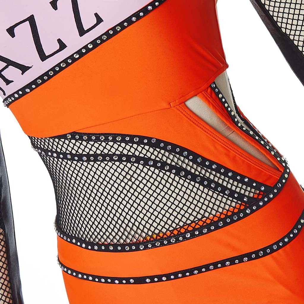 Custom Your Style mesh Cheer Uniforms Jazz Performance Orange pink and black  Cheerleading Uniforms