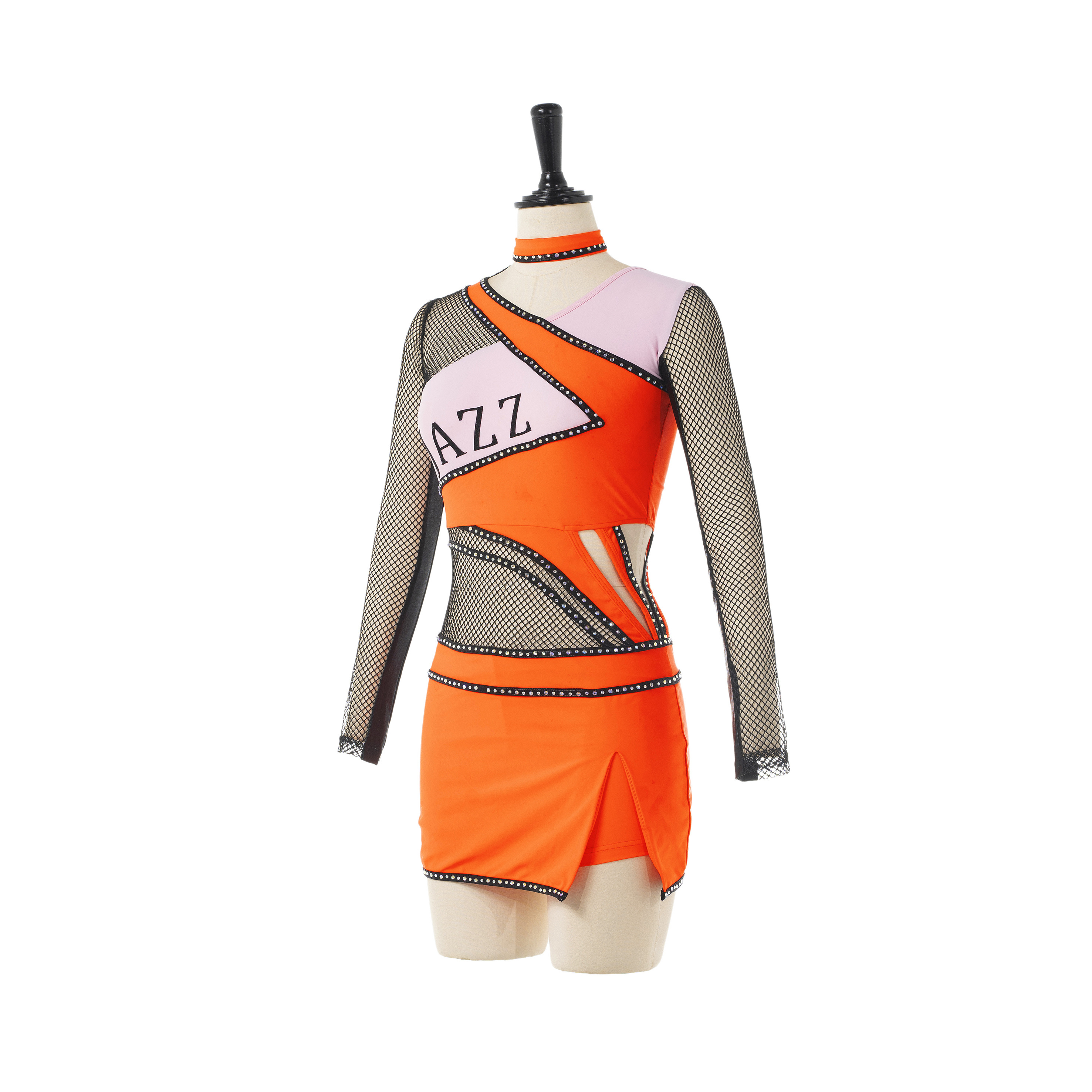 Custom Your Style mesh Cheer Uniforms Jazz Performance Orange pink and black  Cheerleading Uniforms