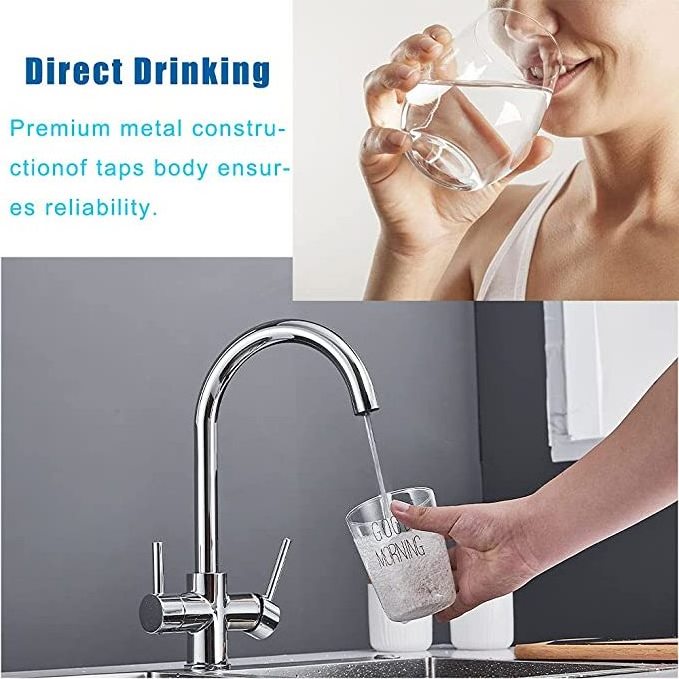 Three Way Kitchen Mixer Faucet With Filtered Drinking Water Outlet Three In One Sink Faucet