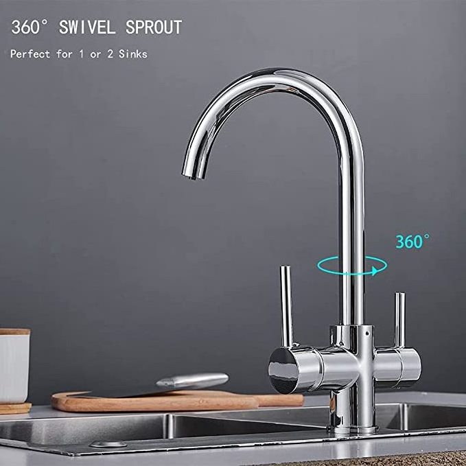 Three Way Kitchen Mixer Faucet With Filtered Drinking Water Outlet Three In One Sink Faucet