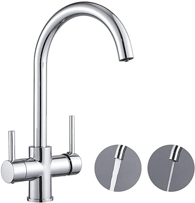 Three Way Kitchen Mixer Faucet With Filtered Drinking Water Outlet Three In One Sink Faucet