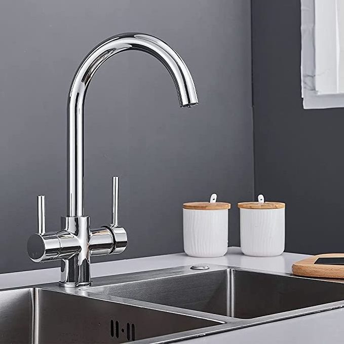 Three Way Kitchen Mixer Faucet With Filtered Drinking Water Outlet Three In One Sink Faucet