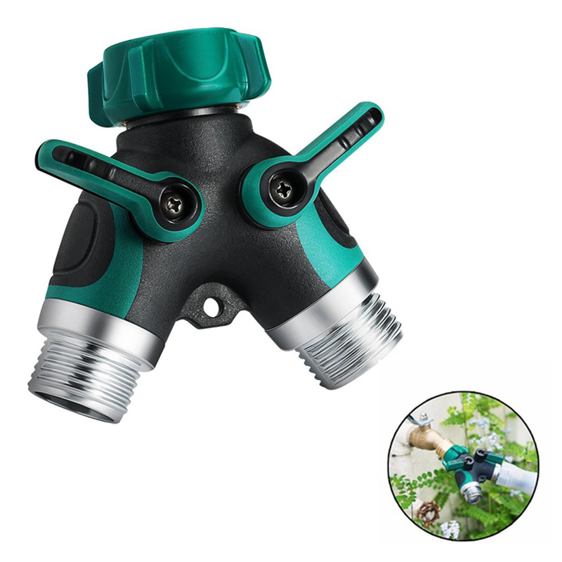 Amazon hot selling Garden Water Connectors Metal 2 Ways Water Tap Adapter Hose Splitter