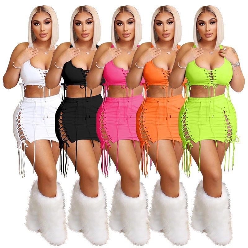 Summer Spring Clothes 2023 Two Piece Set Ladies Sexy Plus Size Dresses Women Sexy Crop Tops 2 Piece Skirt Dress Sets