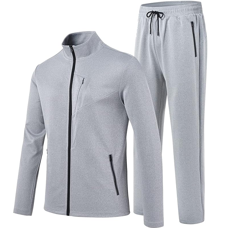 Men Tracksuit Jogging Sport Sweatsuit Comfortable Outfits Athletic Pants Full Zip Jacket 2 Piece