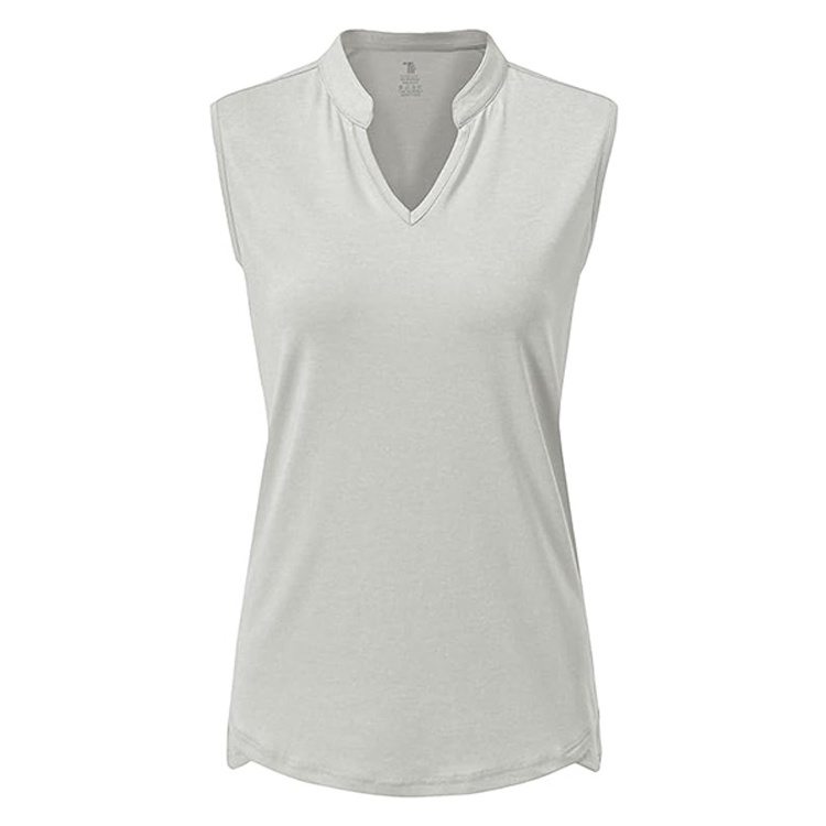 High Quality Custom Logo Sleeveless Quick Dry T-shirt V-neck Running Women's Polo Shirts