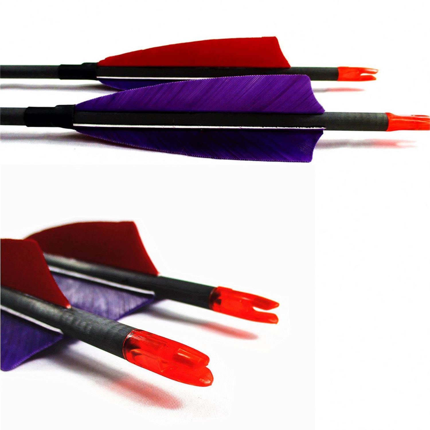 Hunting Pure Carbon Arrow 600 Spine with Arrow Points Real Turkey Feather Replaceable Plastic Nocks for Archery Shooting