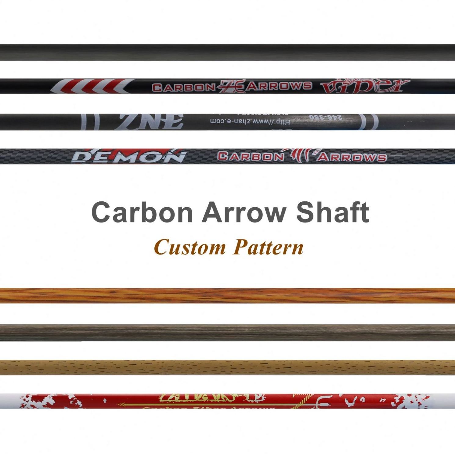 Pure Carbon Arrows Custom Pattern with Feather Vanes Arrowhead Carbon Arrows for Archery Hunting and Shooting