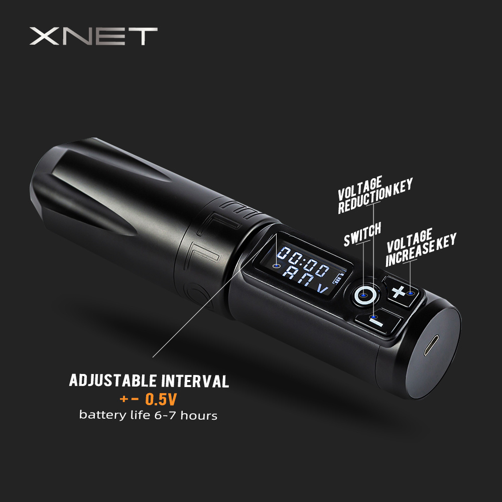 XNET Trident Rechargeable Digital Battery 4.0 Stroke Wireless Rotary Tattoo Pen Cartridge Machine For Artists Body Art