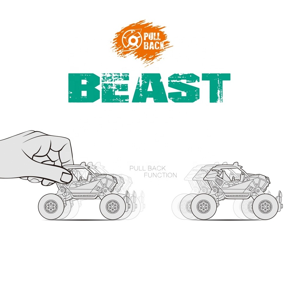 2023 Hot Selling Big Wheel Beast Pull Back Car Toy Off-Road Vehicle Alloy Toy Car Racing Series Kids Toy Car