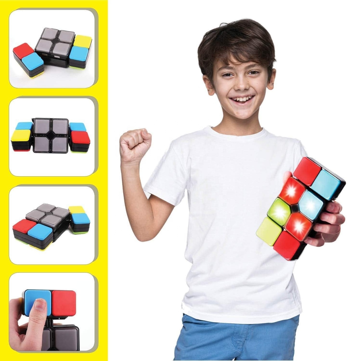 Wholesale Montessori Educational Toy Electronic Light Magic Cube Fidget Sensory Toy Puzzle Cube For kids(Batteries not include)