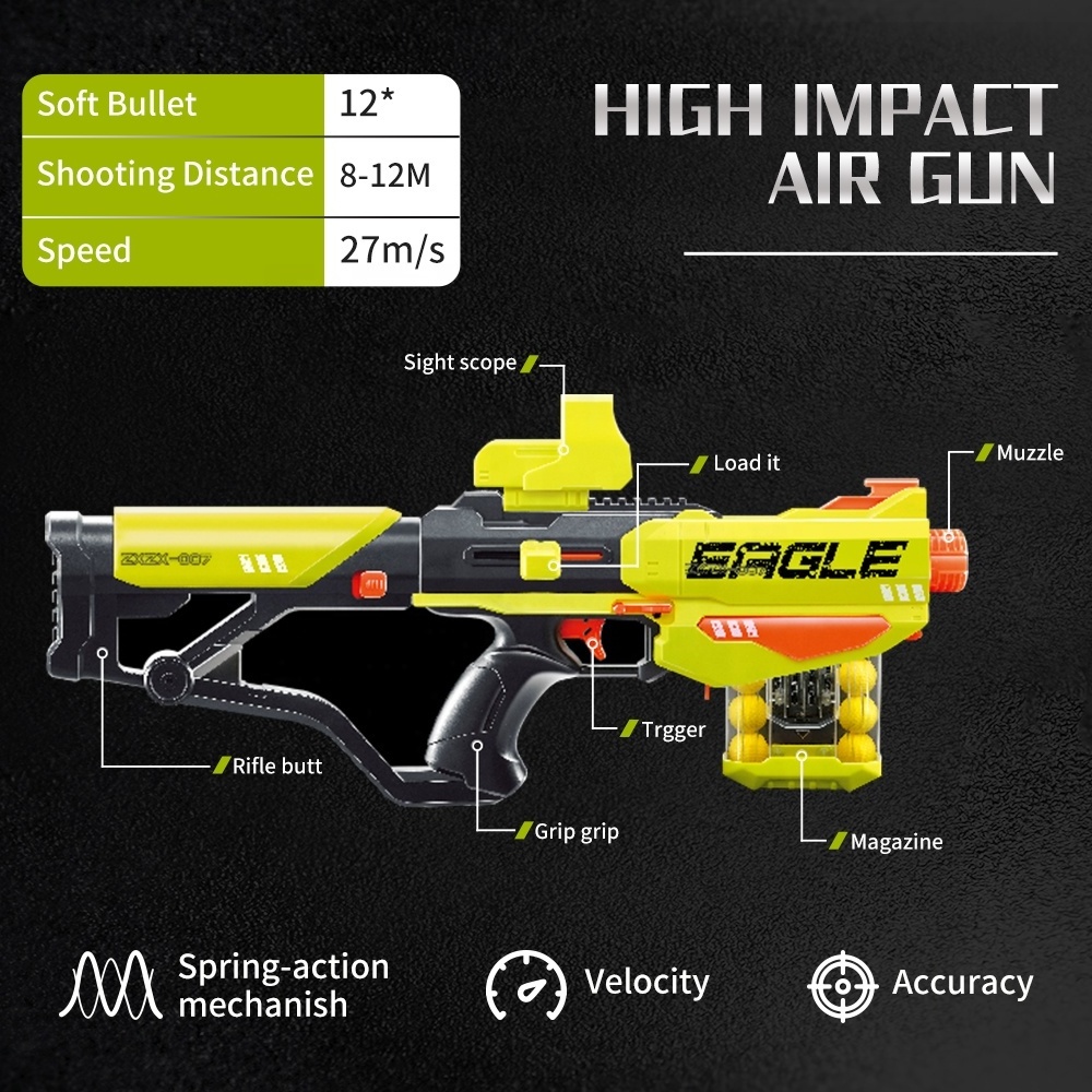 Boys Eva Toy Gun Shooting Soft Bullet Projectile Sniper Rifle bbs Guns Shooting Game Toy Air Power Foam Ball Gun Popper