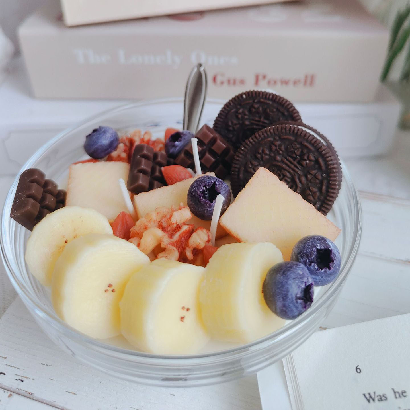 New Arrival Fruit Yogurt Ice Cream Nut Cake Scented Candle Small Handmade Soy Wax Simulation Cereal Bowl Dessert Candle