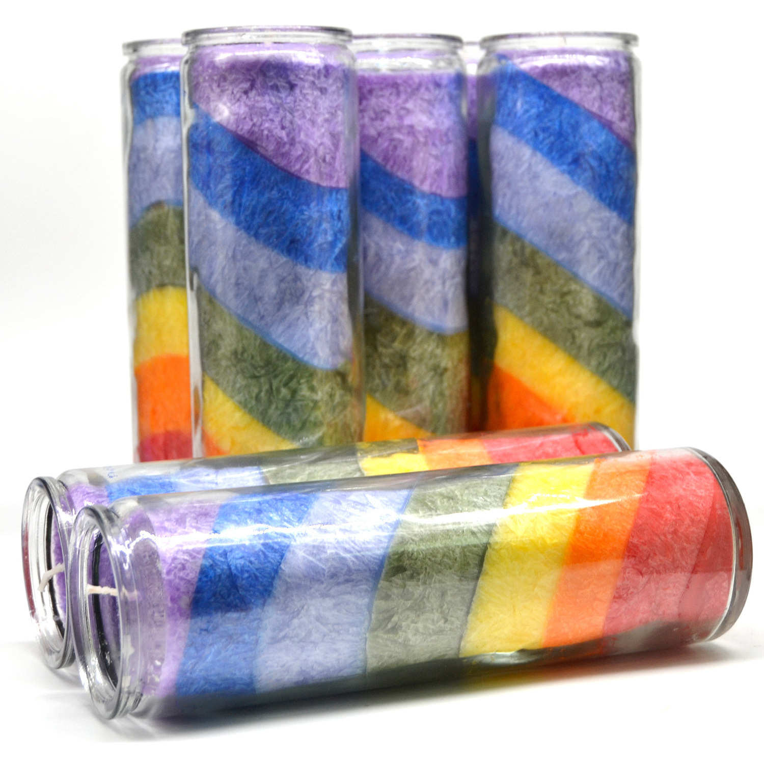 Wholesale cheap price 7 days Rainbow Color Religious Candle Scented Chakra Candles Church Votive Candles