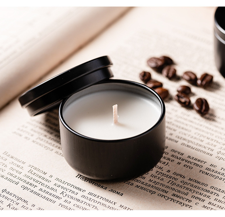 Sell Home Decor Private Label 40g Travel Soy Wax Scented Candle Black Glam Tin Can Mini Essential Oil Scented Candles in Bulk