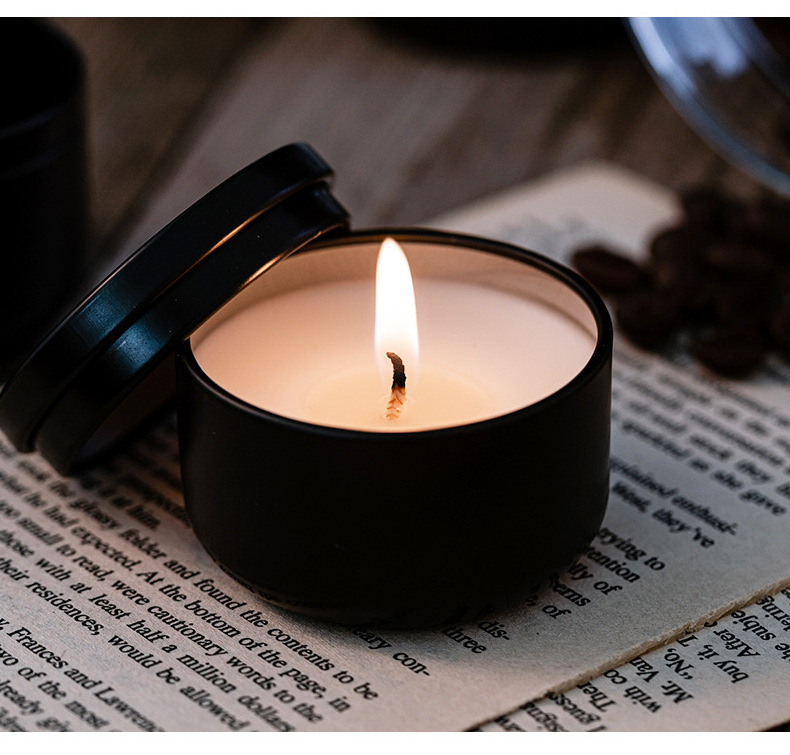 Sell Home Decor Private Label 40g Travel Soy Wax Scented Candle Black Glam Tin Can Mini Essential Oil Scented Candles in Bulk