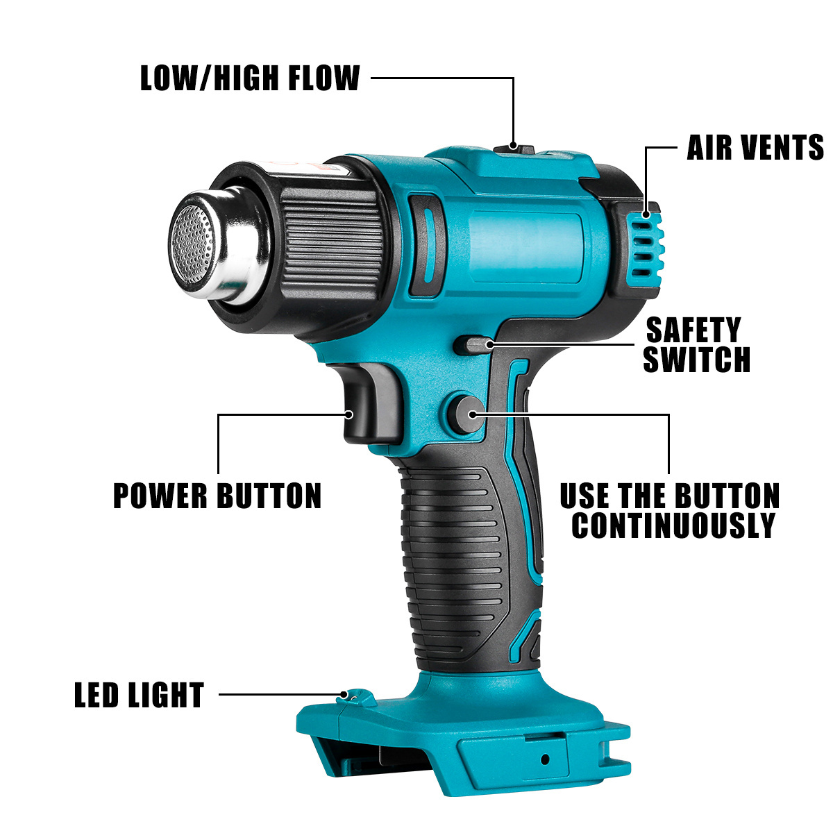 Cordless hot air gun 18V/20V 2.0ah Li-ion battery for crafts heat gun with lithium battery