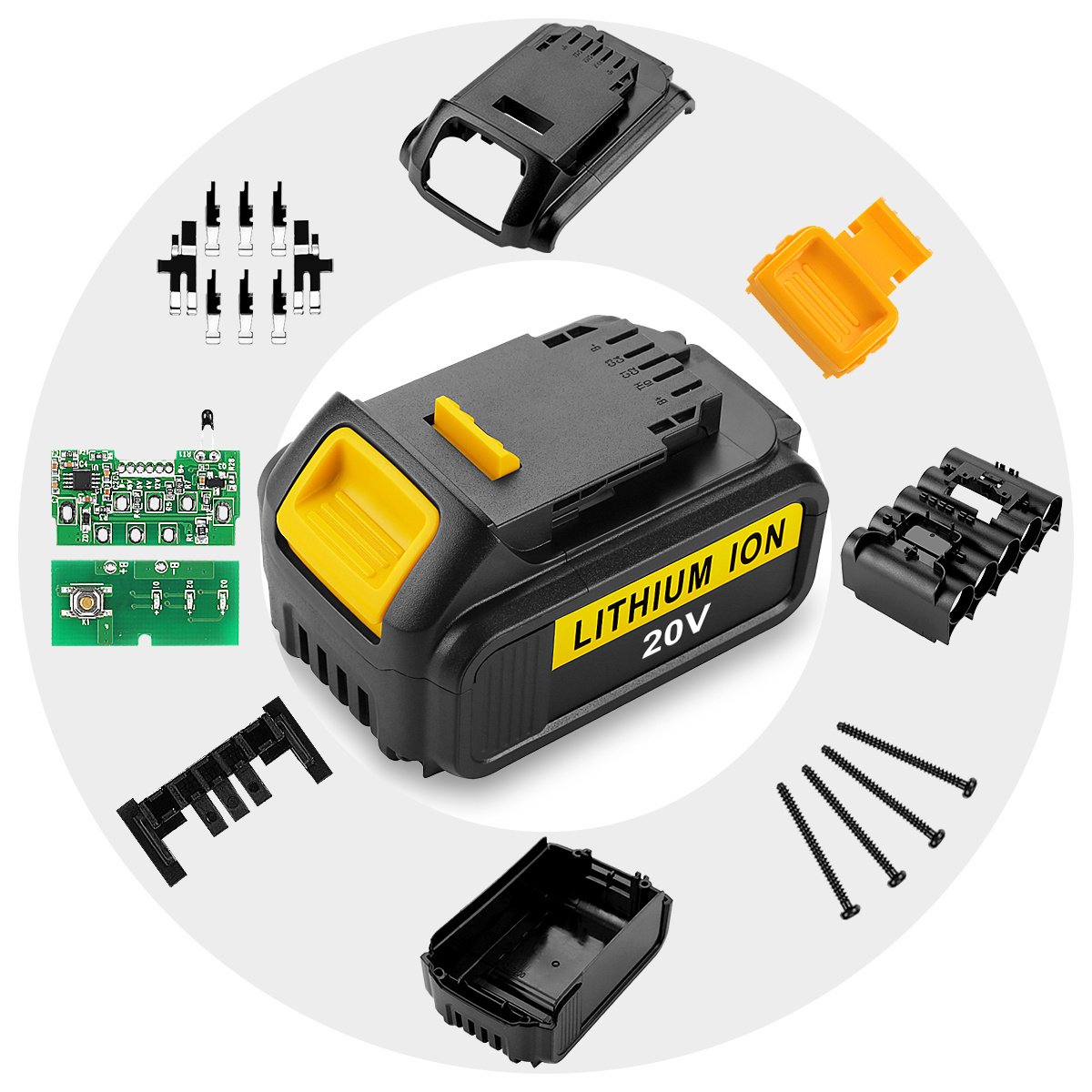 Hot  replacement for  DeWalt  case Power Tools 18V-20V Lithium Battery, 3000-6000mAh for DeWalt battery Case Material