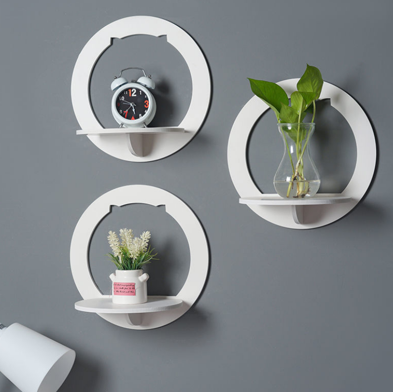 Wall Mounted Hexagon Home Decorative Storage Rack Shelf TV Background Hanger Bedroom Balcony Bedside Flower Pot Stand Shelves