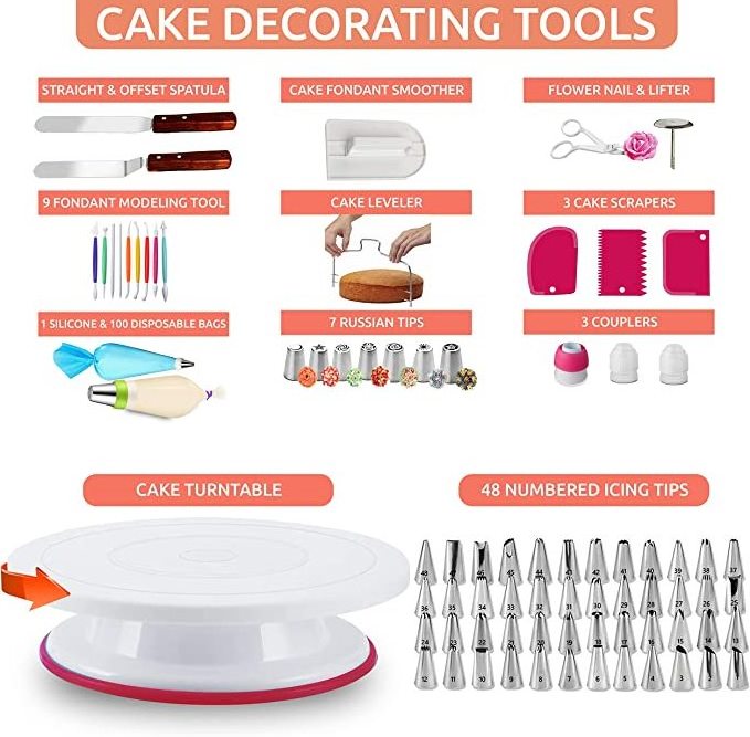 500 Pcs Cake Turntables Decoration Accessories Wholesale Stainless Steel Kit Baking Pastry Cake Decorating Tools Set