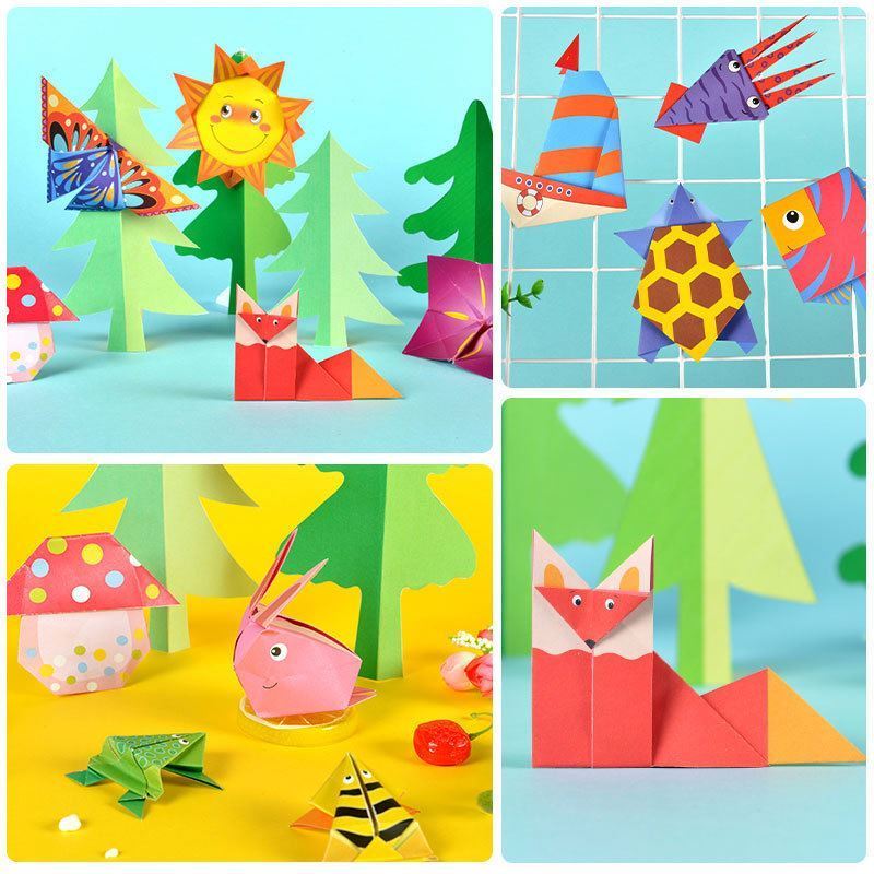 Newest Origami Paper Kit 152 Sheets DIY Craft Art Set Kids Training School Activity Craft Send Origami Book Lesson Paper Folding