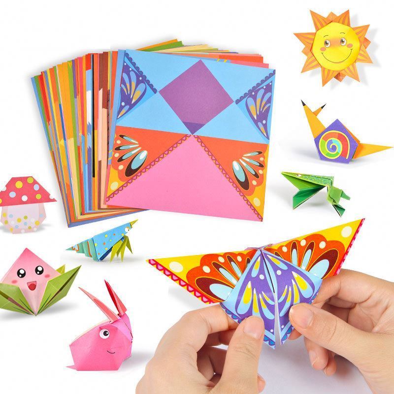 Newest Origami Paper Kit 152 Sheets DIY Craft Art Set Kids Training School Activity Craft Send Origami Book Lesson Paper Folding