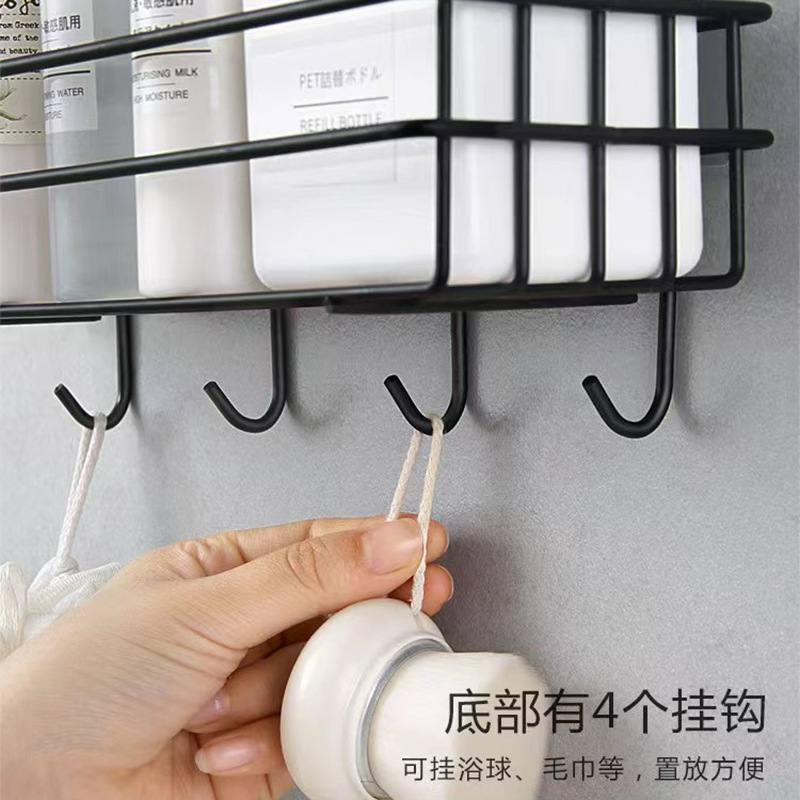 With hook frame wall - mounted iron art perforation-free kitchen bathroom storage rack