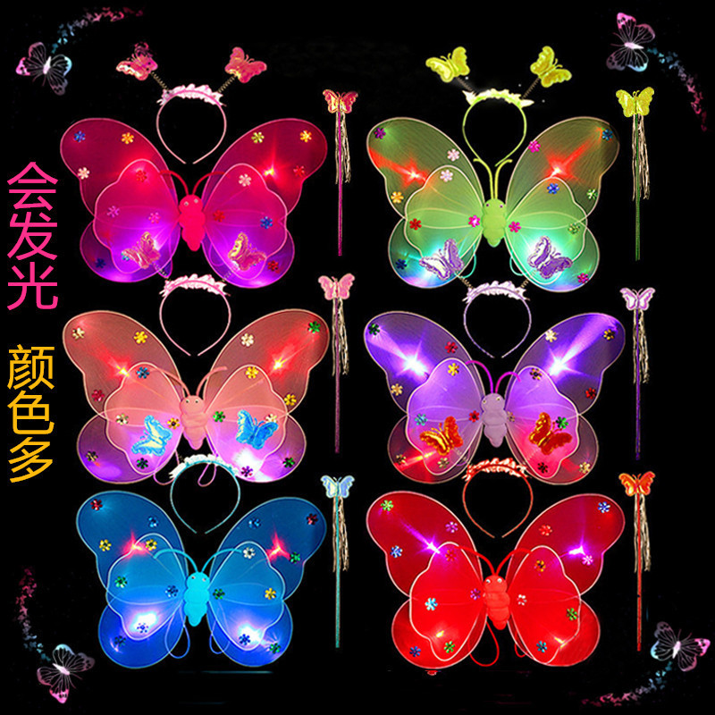 2021 new Christmas Halloween new year led light up wings with tutu skirt Girls Wing Costume Set Stage Props luminous fairy wings