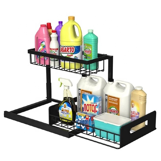 Under Sink Organizer 2 Tier Slide Out Sink Shelf Cabinet Storage Shelves Pull Out Cabinet Organizer for Kitchen Bathroom Cabinet