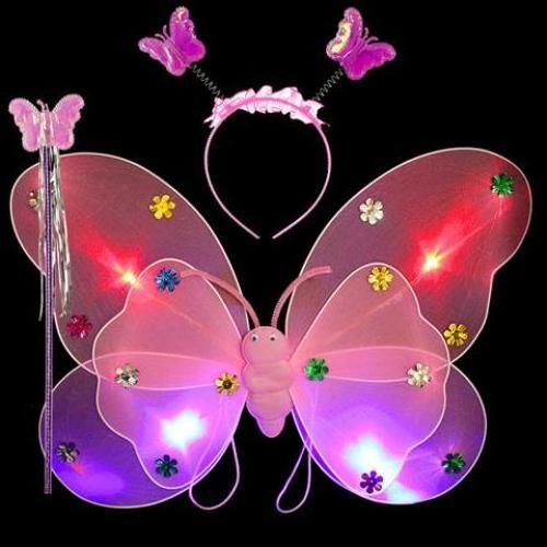 2021 new Christmas Halloween new year led light up wings with tutu skirt Girls Wing Costume Set Stage Props luminous fairy wings