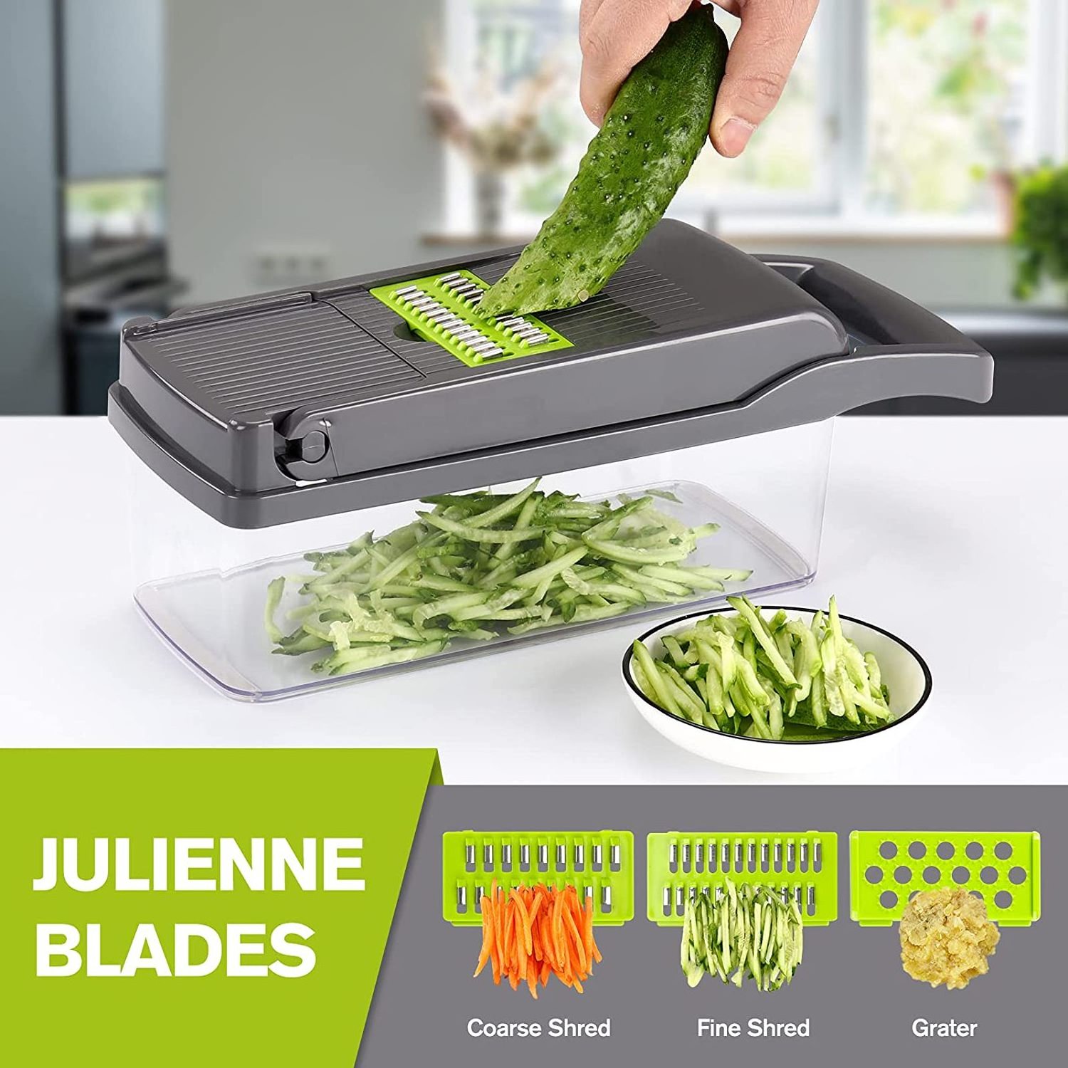 Pro-Series10-in-1 Vegetable Chopper,  8 Blade Vegetable Slicer, Onion Mincer Chopper Cutter Dicer with Container