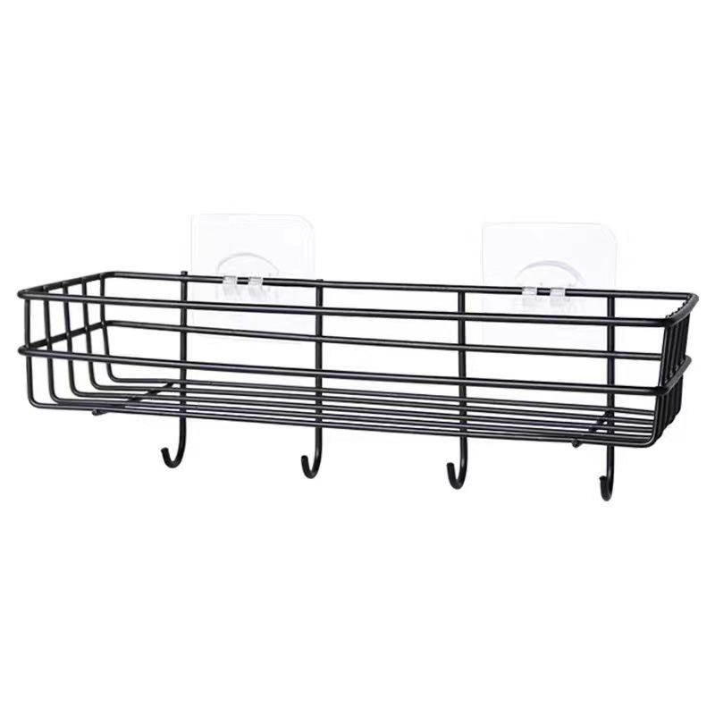 With hook frame wall - mounted iron art perforation-free kitchen bathroom storage rack