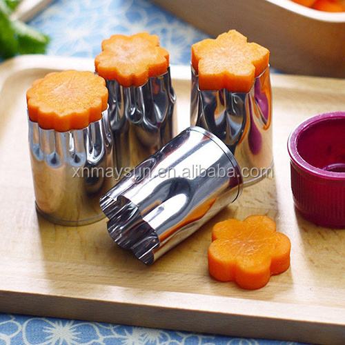 Vegetable Cutter Shapes Set, Stainless Steel Cookie Cutters Fruit Cutters Cheese Presses Stamps, Flower Shape Slicer Cut