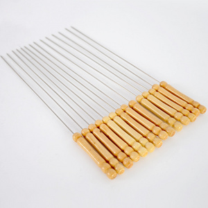 good quality wooden handle circular needle skewers  bbq tools outdoor fork