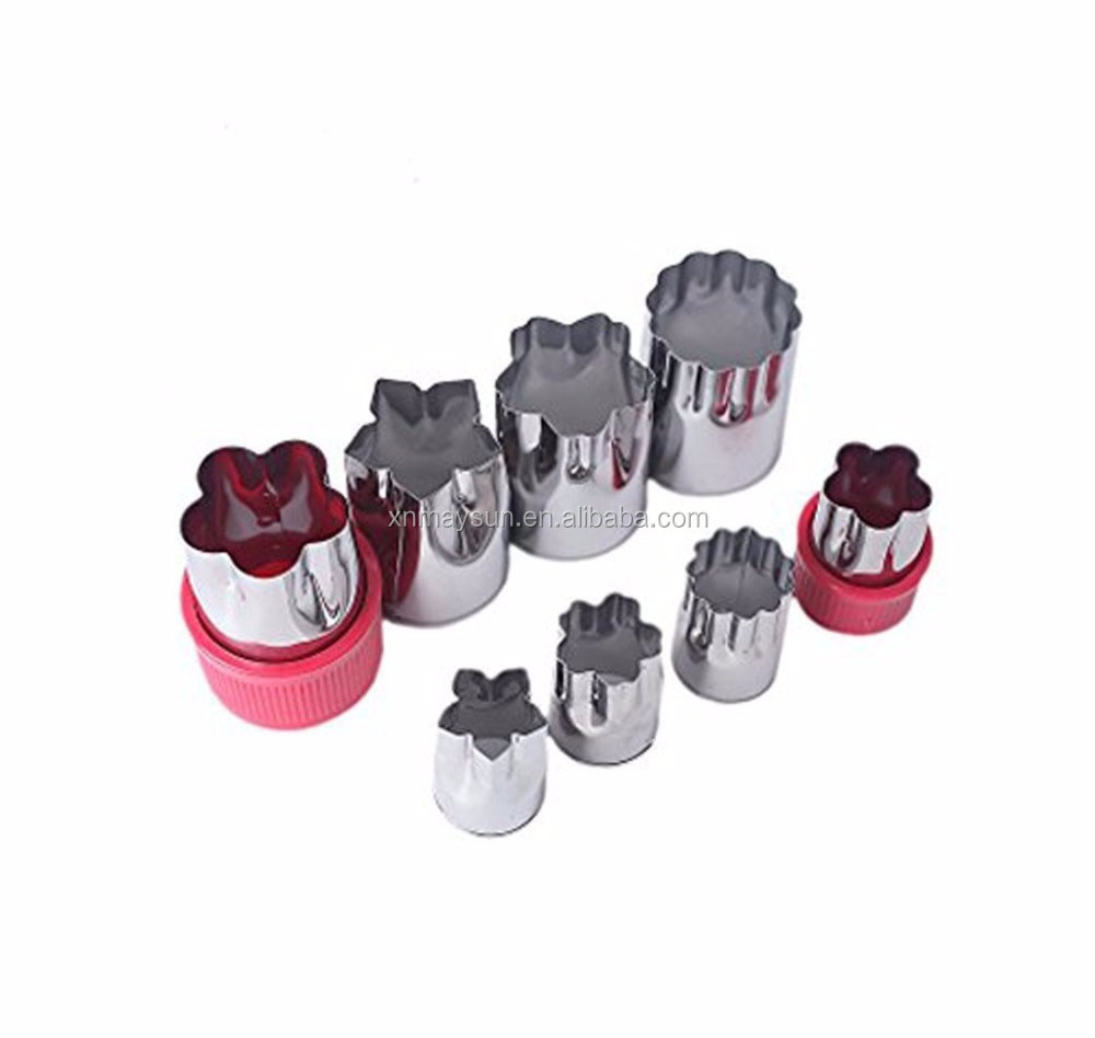 Vegetable Cutter Shapes Set, Stainless Steel Cookie Cutters Fruit Cutters Cheese Presses Stamps, Flower Shape Slicer Cut